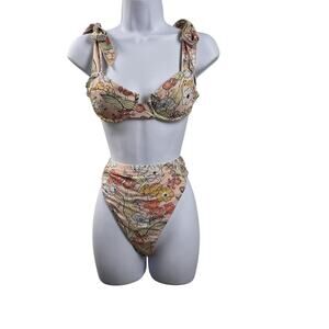 Dippin' Daisy's Bikini Underwire Floral Top S And Floral Bottoms Size Medium